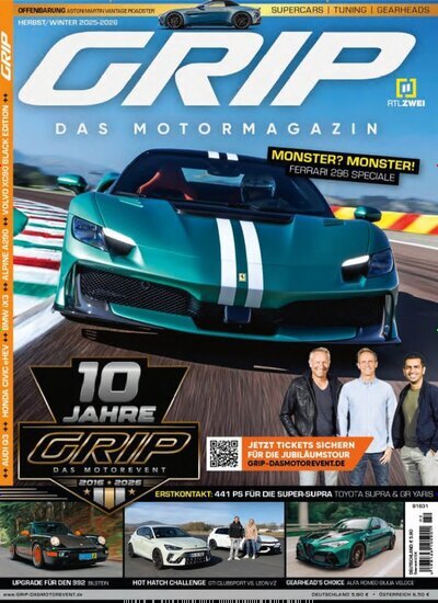 Titelbild der Ausgabe 2/2025 von GRIP. Diese Zeitschrift und viele weitere Automagazine und Motorradzeitschriften als Abo oder epaper bei United Kiosk online kaufen.