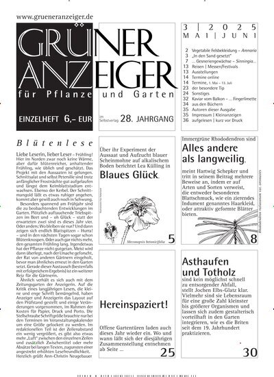 Titelbild der Ausgabe 3/2025 von Grüner Anzeiger. Diese Zeitschrift und viele weitere Naturzeitschriften, Landwirtschaftszeitungen und Umweltmagazine als Abo oder epaper bei United Kiosk online kaufen.