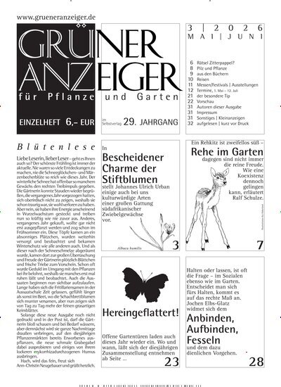 Titelbild der Ausgabe 3/2026 von Grüner Anzeiger. Diese Zeitschrift und viele weitere Naturzeitschriften, Landwirtschaftszeitungen und Umweltmagazine als Abo oder epaper bei United Kiosk online kaufen.