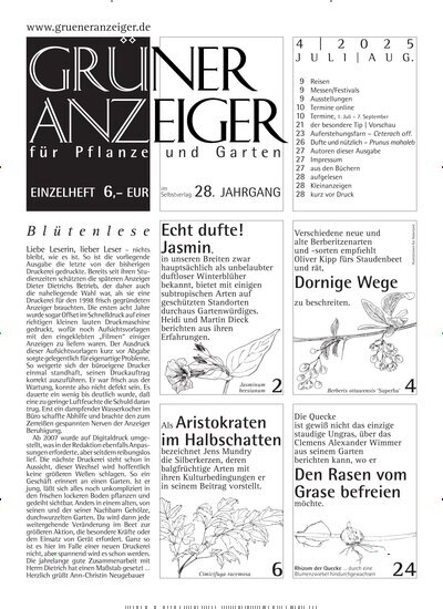 Titelbild der Ausgabe 4/2025 von Grüner Anzeiger. Diese Zeitschrift und viele weitere Naturzeitschriften, Landwirtschaftszeitungen und Umweltmagazine als Abo oder epaper bei United Kiosk online kaufen.
