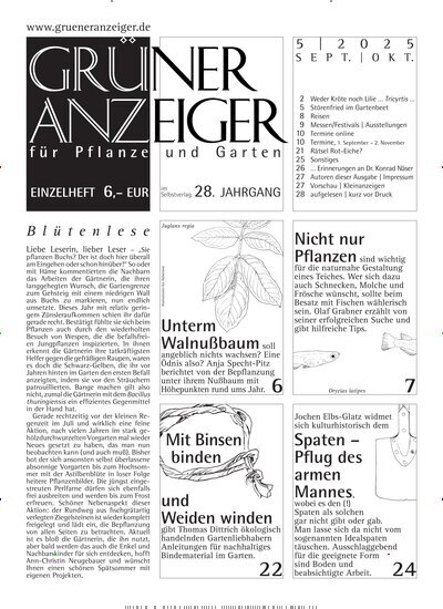Titelbild der Ausgabe 5/2025 von Grüner Anzeiger. Diese Zeitschrift und viele weitere Naturzeitschriften, Landwirtschaftszeitungen und Umweltmagazine als Abo oder epaper bei United Kiosk online kaufen.