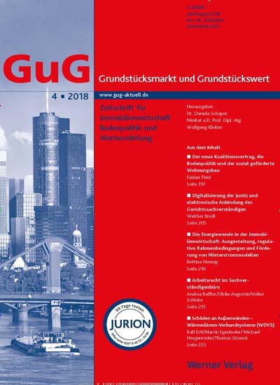 Titelbild der Ausgabe 4/2018 von GuG Grundstücksmarkt und Grundstückswert. Diese Zeitschrift und viele weitere Businessmagazine als Abo oder epaper bei United Kiosk online kaufen.