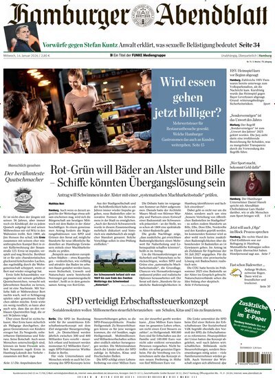 Titelbild der Ausgabe 11/2026 von Hamburger Abendblatt. Diese Zeitschrift und viele weitere Zeitungsabos als Abo oder epaper bei United Kiosk online kaufen.