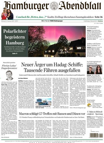 Titelbild der Ausgabe 17/2026 von Hamburger Abendblatt. Diese Zeitschrift und viele weitere Zeitungsabos als Abo oder epaper bei United Kiosk online kaufen.