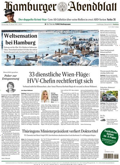 Titelbild der Ausgabe 24/2026 von Hamburger Abendblatt. Diese Zeitschrift und viele weitere Zeitungsabos als Abo oder epaper bei United Kiosk online kaufen.