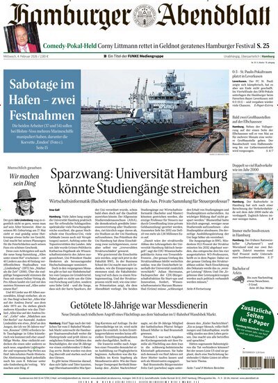 Titelbild der Ausgabe 29/2026 von Hamburger Abendblatt. Diese Zeitschrift und viele weitere Zeitungsabos als Abo oder epaper bei United Kiosk online kaufen.