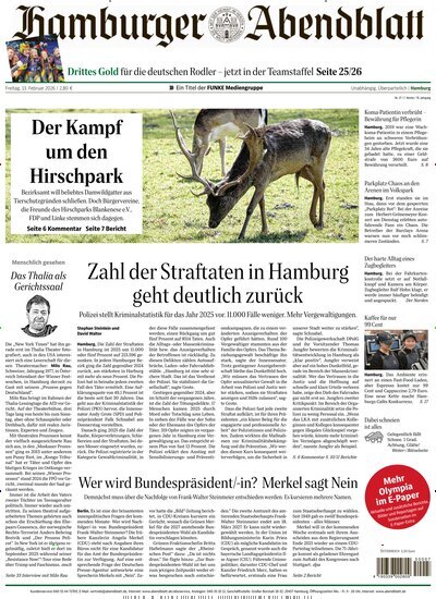 Titelbild der Ausgabe 37/2026 von Hamburger Abendblatt. Diese Zeitschrift und viele weitere Zeitungsabos als Abo oder epaper bei United Kiosk online kaufen.