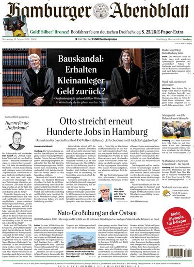 Titelbild der Ausgabe 42/2026 von Hamburger Abendblatt. Diese Zeitschrift und viele weitere Zeitungsabos als Abo oder epaper bei United Kiosk online kaufen.