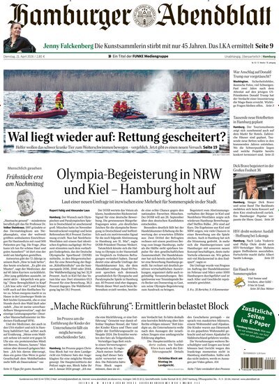 Titelbild der Ausgabe 92/2026 von Hamburger Abendblatt. Diese Zeitschrift und viele weitere Zeitungsabos als Abo oder epaper bei United Kiosk online kaufen.