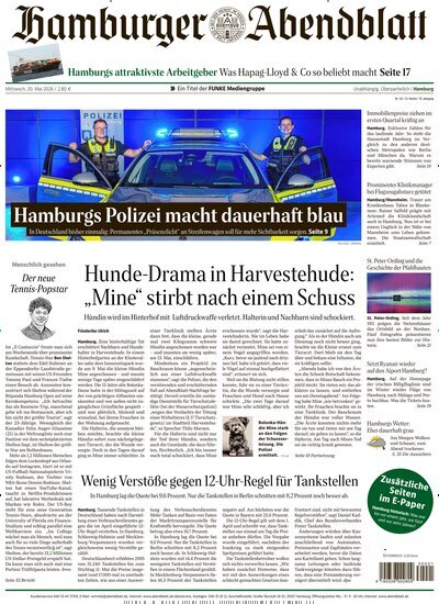 Titelbild der Ausgabe 115/2026 von Hamburger Abendblatt. Diese Zeitschrift und viele weitere Zeitungsabos als Abo oder epaper bei United Kiosk online kaufen.
