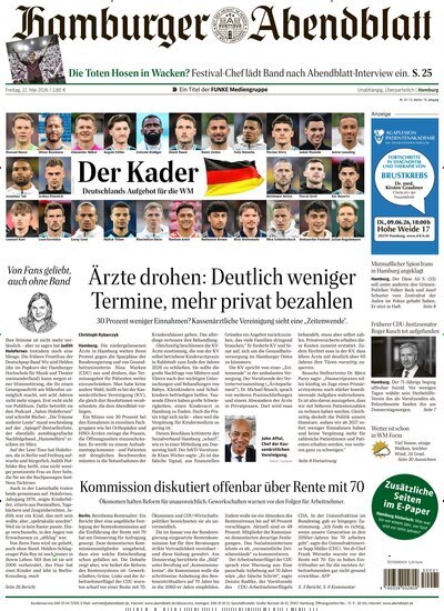 Titelbild der Ausgabe 117/2026 von Hamburger Abendblatt. Diese Zeitschrift und viele weitere Zeitungsabos als Abo oder epaper bei United Kiosk online kaufen.
