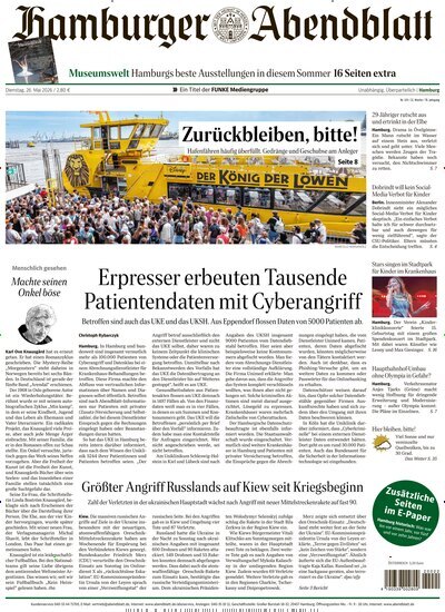 Titelbild der Ausgabe 119/2026 von Hamburger Abendblatt. Diese Zeitschrift und viele weitere Zeitungsabos als Abo oder epaper bei United Kiosk online kaufen.