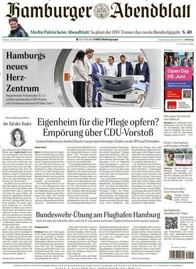 Titelbild der Ausgabe 122/2026 von Hamburger Abendblatt. Diese Zeitschrift und viele weitere Zeitungsabos als Abo oder epaper bei United Kiosk online kaufen.