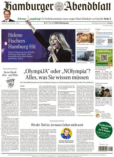 Titelbild der Ausgabe 123/2026 von Hamburger Abendblatt. Diese Zeitschrift und viele weitere Zeitungsabos als Abo oder epaper bei United Kiosk online kaufen.