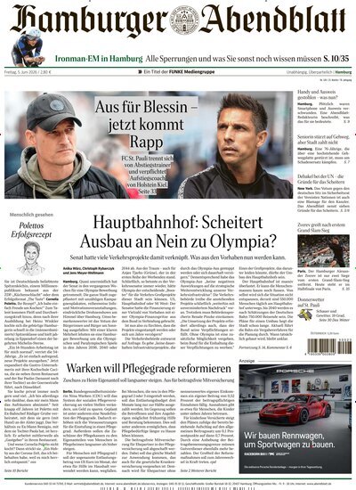 Titelbild der Ausgabe 128/2026 von Hamburger Abendblatt. Diese Zeitschrift und viele weitere Zeitungsabos als Abo oder epaper bei United Kiosk online kaufen.