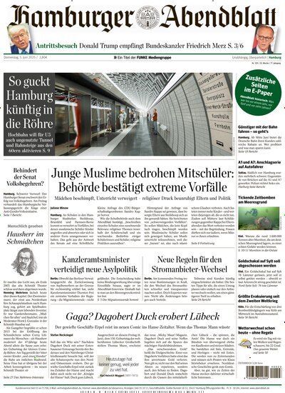 Titelbild der Ausgabe 129/2025 von Hamburger Abendblatt. Diese Zeitschrift und viele weitere Zeitungsabos als Abo oder epaper bei United Kiosk online kaufen.