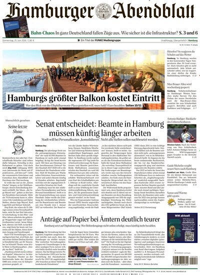 Titelbild der Ausgabe 145/2026 von Hamburger Abendblatt. Diese Zeitschrift und viele weitere Zeitungsabos als Abo oder epaper bei United Kiosk online kaufen.