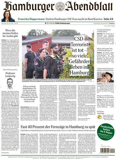 Titelbild der Ausgabe 173/2026 von Hamburger Abendblatt. Diese Zeitschrift und viele weitere Zeitungsabos als Abo oder epaper bei United Kiosk online kaufen.