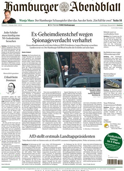 Titelbild der Ausgabe 233/2026 von Hamburger Abendblatt. Diese Zeitschrift und viele weitere Zeitungsabos als Abo oder epaper bei United Kiosk online kaufen.