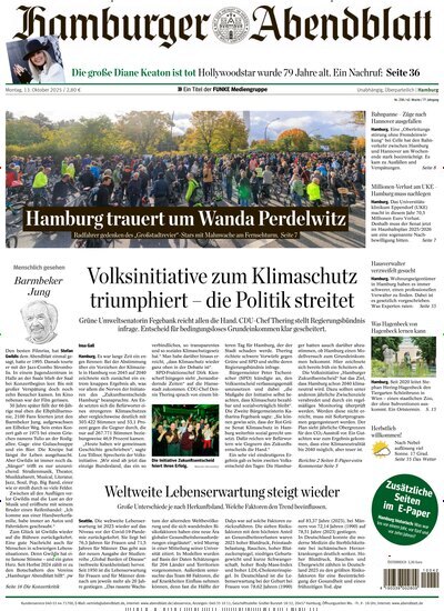 Titelbild der Ausgabe 238/2025 von Hamburger Abendblatt. Diese Zeitschrift und viele weitere Zeitungsabos als Abo oder epaper bei United Kiosk online kaufen.