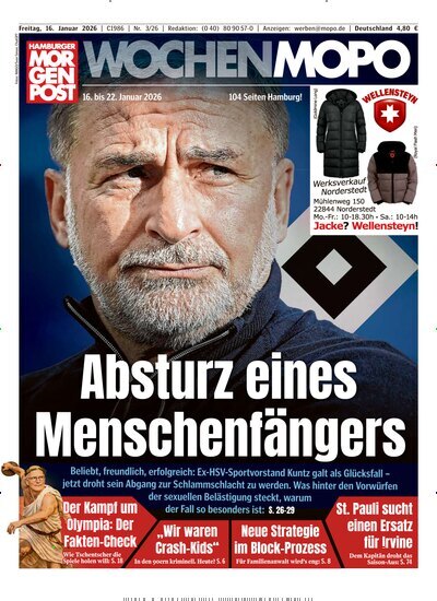 Titelbild der Ausgabe 3/2026 von Hamburger Morgenpost. Diese Zeitschrift und viele weitere Zeitungsabos als Abo oder epaper bei United Kiosk online kaufen.