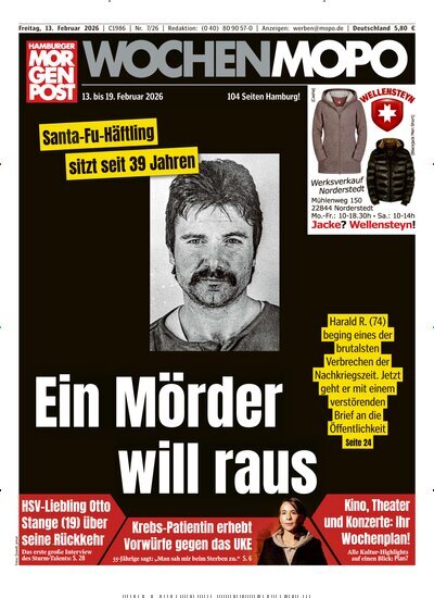 Titelbild der Ausgabe 7/2026 von Hamburger Morgenpost. Diese Zeitschrift und viele weitere Zeitungsabos als Abo oder epaper bei United Kiosk online kaufen.