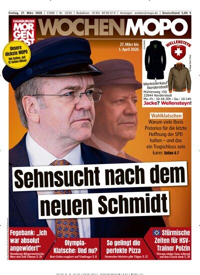 Titelbild der Ausgabe 13/2026 von Hamburger Morgenpost. Diese Zeitschrift und viele weitere Zeitungsabos als Abo oder epaper bei United Kiosk online kaufen.