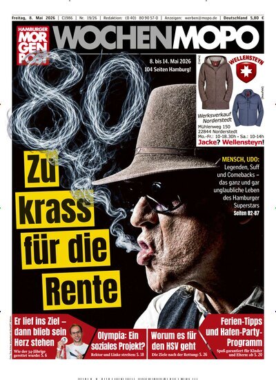 Titelbild der Ausgabe 19/2026 von Hamburger Morgenpost. Diese Zeitschrift und viele weitere Zeitungsabos als Abo oder epaper bei United Kiosk online kaufen.