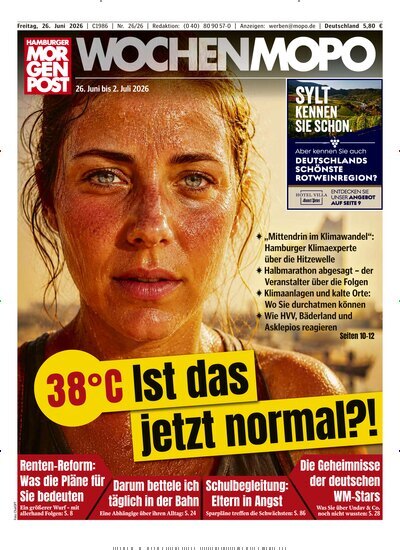 Titelbild der Ausgabe 26/2026 von Hamburger Morgenpost. Diese Zeitschrift und viele weitere Zeitungsabos als Abo oder epaper bei United Kiosk online kaufen.