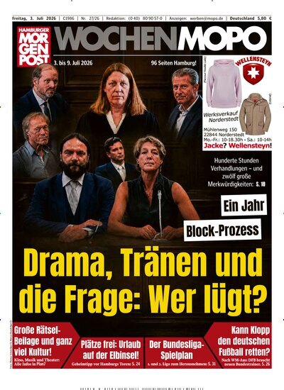 Titelbild der Ausgabe 27/2026 von Hamburger Morgenpost. Diese Zeitschrift und viele weitere Zeitungsabos als Abo oder epaper bei United Kiosk online kaufen.