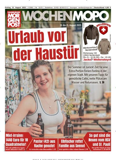 Titelbild der Ausgabe 33/2025 von Hamburger Morgenpost. Diese Zeitschrift und viele weitere Zeitungsabos als Abo oder epaper bei United Kiosk online kaufen.