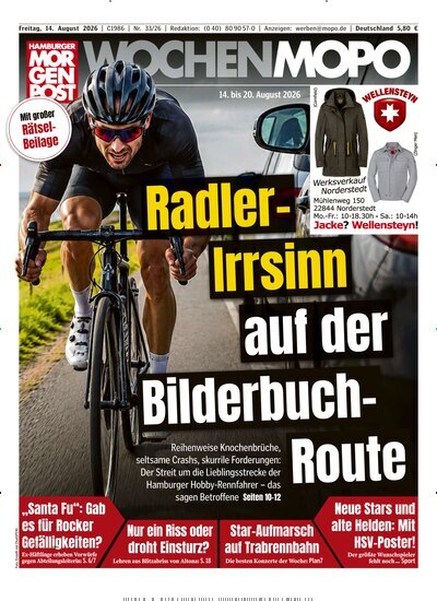 Titelbild der Ausgabe 33/2026 von Hamburger Morgenpost. Diese Zeitschrift und viele weitere Zeitungsabos als Abo oder epaper bei United Kiosk online kaufen.