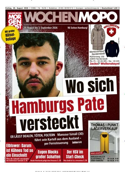 Titelbild der Ausgabe 35/2026 von Hamburger Morgenpost. Diese Zeitschrift und viele weitere Zeitungsabos als Abo oder epaper bei United Kiosk online kaufen.
