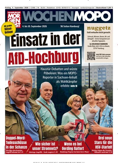 Titelbild der Ausgabe 36/2026 von Hamburger Morgenpost. Diese Zeitschrift und viele weitere Zeitungsabos als Abo oder epaper bei United Kiosk online kaufen.