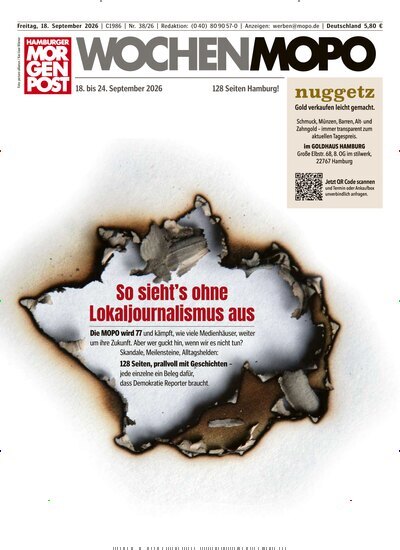 Titelbild der Ausgabe 38/2026 von Hamburger Morgenpost. Diese Zeitschrift und viele weitere Zeitungsabos als Abo oder epaper bei United Kiosk online kaufen.