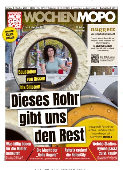 Titelbild der Ausgabe 40/2026 von Hamburger Morgenpost. Diese Zeitschrift und viele weitere Zeitungsabos als Abo oder epaper bei United Kiosk online kaufen.