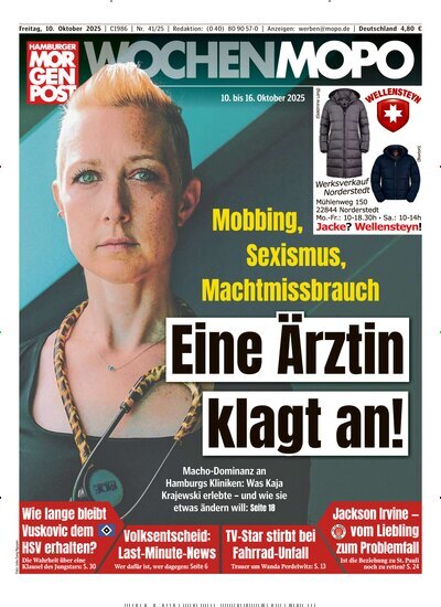 Titelbild der Ausgabe 41/2025 von Hamburger Morgenpost. Diese Zeitschrift und viele weitere Zeitungsabos als Abo oder epaper bei United Kiosk online kaufen.