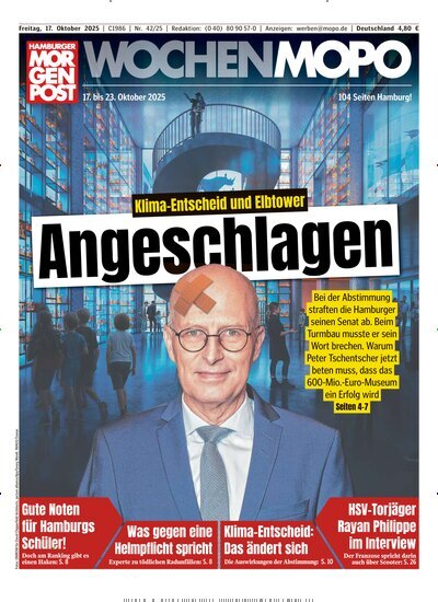 Titelbild der Ausgabe 42/2025 von Hamburger Morgenpost. Diese Zeitschrift und viele weitere Zeitungsabos als Abo oder epaper bei United Kiosk online kaufen.