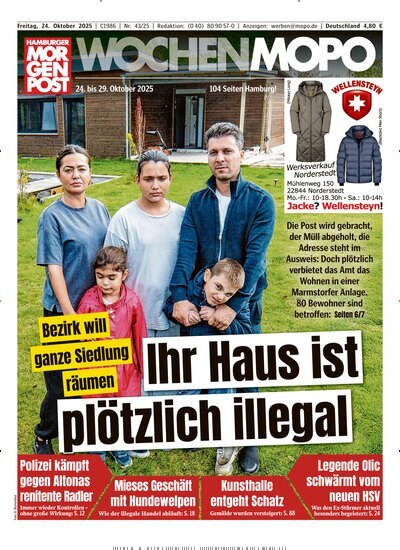 Titelbild der Ausgabe 43/2025 von Hamburger Morgenpost. Diese Zeitschrift und viele weitere Zeitungsabos als Abo oder epaper bei United Kiosk online kaufen.