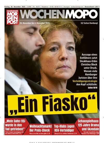 Titelbild der Ausgabe 48/2025 von Hamburger Morgenpost. Diese Zeitschrift und viele weitere Zeitungsabos als Abo oder epaper bei United Kiosk online kaufen.