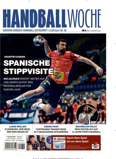Titelbild der Ausgabe 32/2022 von Handballwoche. Diese Zeitschrift und viele weitere Sportmagazine als Abo oder epaper bei United Kiosk online kaufen.