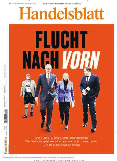 Titelbild der Ausgabe 61/2026 von Handelsblatt. Diese Zeitschrift und viele weitere Zeitungsabos als Abo oder epaper bei United Kiosk online kaufen.