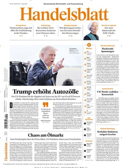 Titelbild der Ausgabe 84/2026 von Handelsblatt. Diese Zeitschrift und viele weitere Zeitungsabos als Abo oder epaper bei United Kiosk online kaufen.