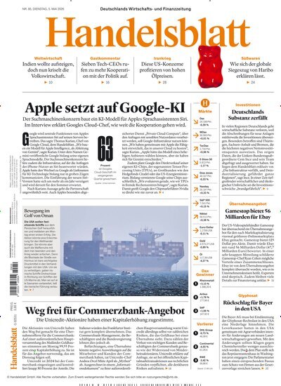 Titelbild der Ausgabe 85/2026 von Handelsblatt. Diese Zeitschrift und viele weitere Zeitungsabos als Abo oder epaper bei United Kiosk online kaufen.