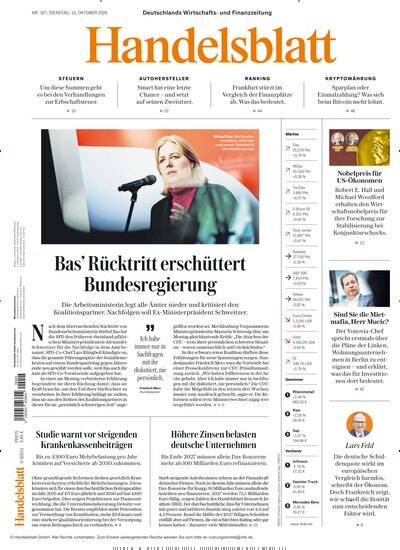 Titelbild der Ausgabe 198/2026 von Handelsblatt. Diese Zeitschrift und viele weitere Zeitungsabos als Abo oder epaper bei United Kiosk online kaufen.