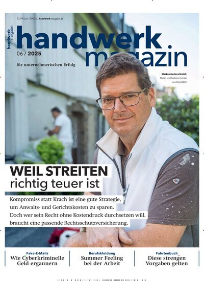 Titelbild der Ausgabe 6/2025 von handwerk magazin. Diese Zeitschrift und viele weitere Architekturzeitschriften und Bauzeitschriften als Abo oder epaper bei United Kiosk online kaufen.