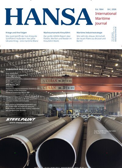 Titelbild der Ausgabe 4/2026 von Hansa. Diese Zeitschrift und viele weitere Logistikmagazine und Medienmagazine als Abo oder epaper bei United Kiosk online kaufen.
