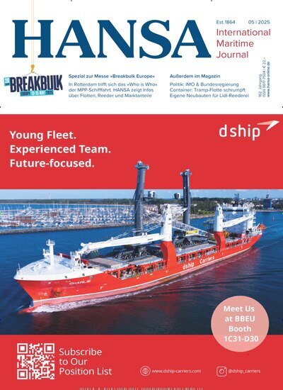 Titelbild der Ausgabe 5/2025 von Hansa. Diese Zeitschrift und viele weitere Logistikmagazine und Medienmagazine als Abo oder epaper bei United Kiosk online kaufen.