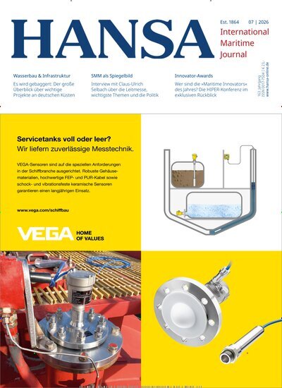 Titelbild der Ausgabe 7/2026 von Hansa. Diese Zeitschrift und viele weitere Logistikmagazine und Medienmagazine als Abo oder epaper bei United Kiosk online kaufen.