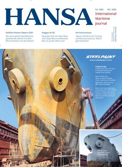 Titelbild der Ausgabe 8/2026 von Hansa. Diese Zeitschrift und viele weitere Logistikmagazine und Medienmagazine als Abo oder epaper bei United Kiosk online kaufen.